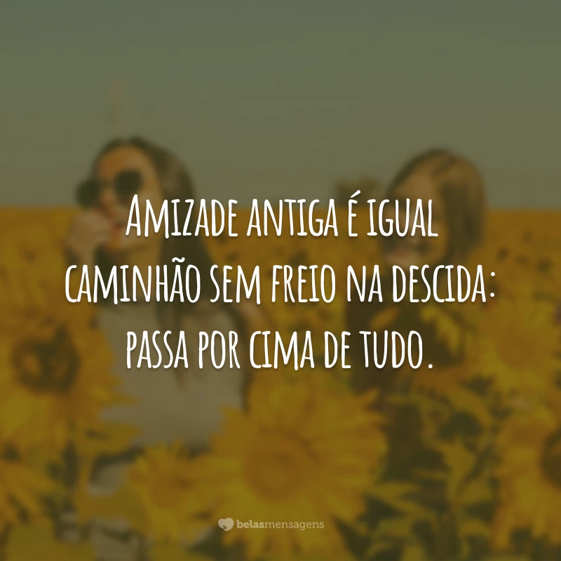 Amizade antiga é igual caminhão sem freio na descida: passa por cima de tudo.