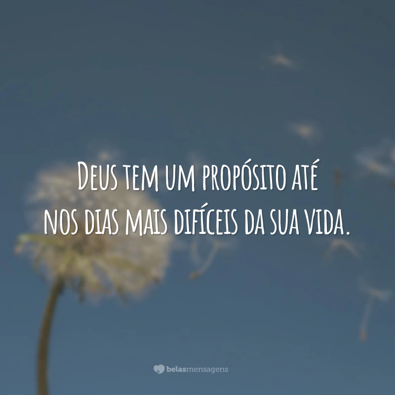 Deus tem um propósito até nos dias mais difíceis da sua vida.