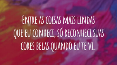 Entre as coisas mais lindas que eu conheci, só reconheci suas cores belas quando eu te vi.