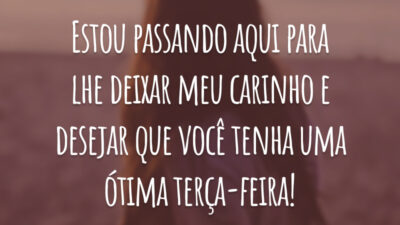 Estou passando aqui para lhe deixar meu carinho e desejar que você tenha uma ótima terça-feira!