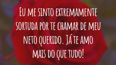 Eu me sinto extremamente sortuda por te chamar de meu neto querido. Já te amo mais do que tudo!