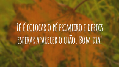 Fé é colocar o pé primeiro e depois esperar aparecer o chão. Bom dia!