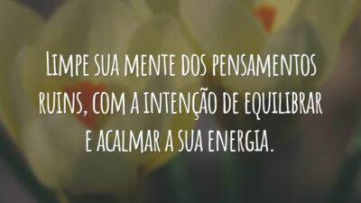 Limpe sua mente dos pensamentos ruins, com a intenção de equilibrar e acalmar a sua energia.