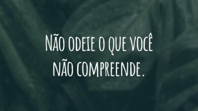 Não odeie o que você não compreende.