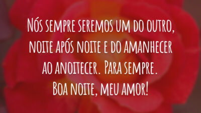 Nós sempre seremos um do outro, noite após noite e do amanhecer ao anoitecer. Para sempre. Boa noite, meu amor!