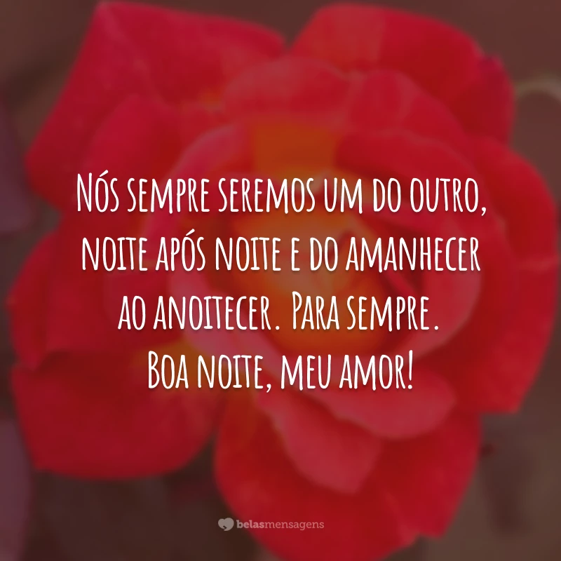 Nós sempre seremos um do outro, noite após noite e do amanhecer ao anoitecer. Para sempre. Boa noite, meu amor!