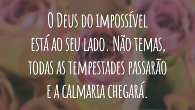 O Deus do impossível está ao seu lado. Não temas, todas as tempestades passarão e a calmaria chegará.