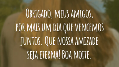 Obrigado, meus amigos, por mais um dia que vencemos juntos. Que nossa amizade seja eterna! Boa noite.
