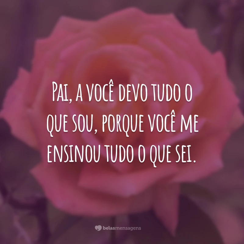 Pai, a você devo tudo o que sou, porque você me ensinou tudo o que sei.