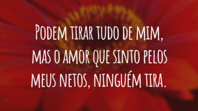 Podem tirar tudo de mim, mas o amor que sinto pelos meus netos, ninguém tira.