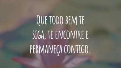 Que todo bem te siga, te encontre e permaneça contigo.