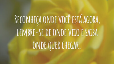 Reconheça onde você está agora, lembre-se de onde veio e saiba onde quer chegar.