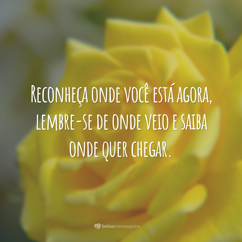 Reconheça onde você está agora, lembre-se de onde veio e saiba onde quer chegar.