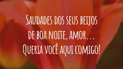 Saudades dos seus beijos de boa noite, amor... Queria você aqui comigo!