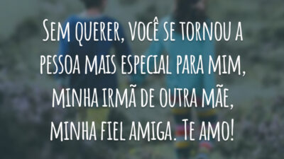 Sem querer, você se tornou a pessoa mais especial para mim, minha irmã de outra mãe, minha fiel amiga. Te amo!