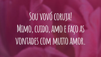 Sou vovó coruja! Mimo, cuido, amo e faço as vontades com muito amor.