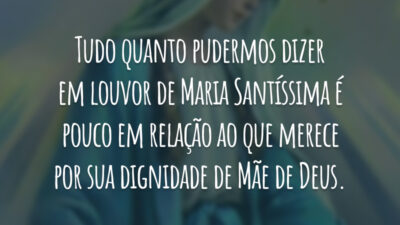 Tudo quanto pudermos dizer em louvor de Maria Santíssima é pouco em relação ao que merece por sua dignidade de Mãe de Deus.