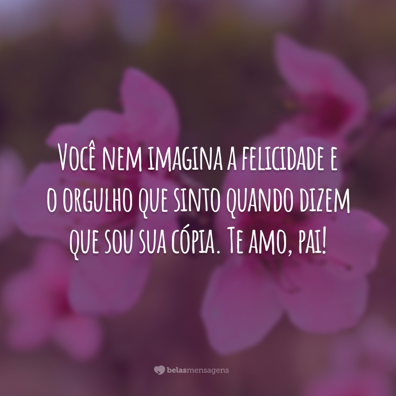 Você nem imagina a felicidade e o orgulho que sinto quando dizem que sou sua cópia. Te amo, pai!