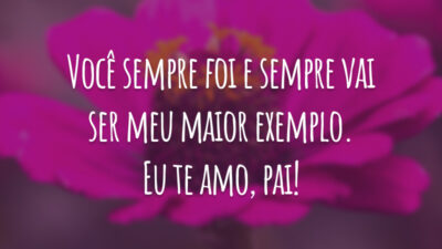 Você sempre foi e sempre vai ser meu maior exemplo. Eu te amo, pai!