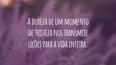 A dureza de um momento de tristeza nos transmite lições para a vida inteira.