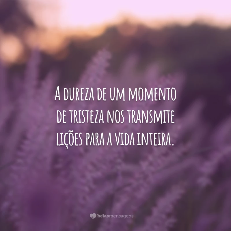 A dureza de um momento de tristeza nos transmite lições para a vida inteira.