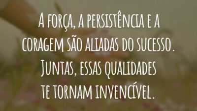A força, a persistência e a coragem são aliadas do sucesso. Juntas, essas qualidades te tornam invencível.
