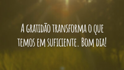 A gratidão transforma o que temos em suficiente. Bom dia!
