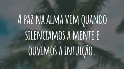 A paz na alma vem quando silenciamos a mente e ouvimos a intuição.