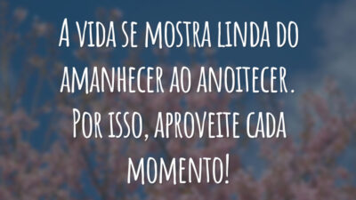 A vida se mostra linda do amanhecer ao anoitecer. Por isso, aproveite cada momento!