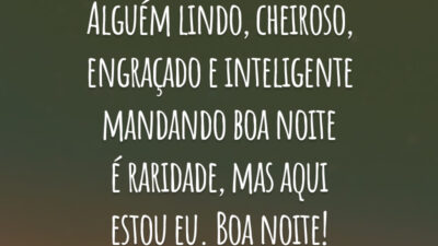 Alguém lindo, cheiroso, engraçado e inteligente mandando boa noite é raridade, mas aqui estou eu. Boa noite!