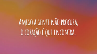 Amigo a gente não procura, o coração é que encontra.