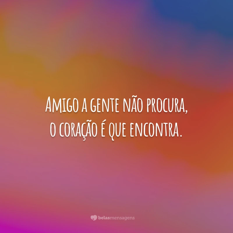 Amigo a gente não procura, o coração é que encontra.