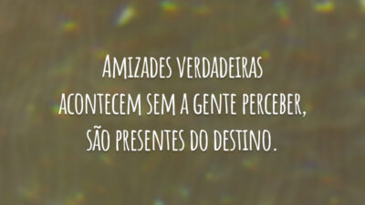 Amizades verdadeiras acontecem sem a gente perceber, são presentes do destino.