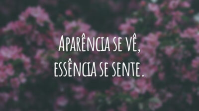 Aparência se vê, essência se sente.