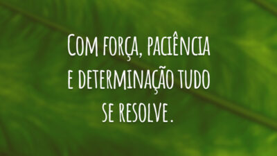Com força, paciência e determinação tudo se resolve.