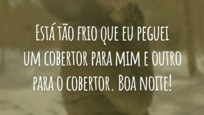 Está tão frio que eu peguei um cobertor para mim e outro para o cobertor. Boa noite!