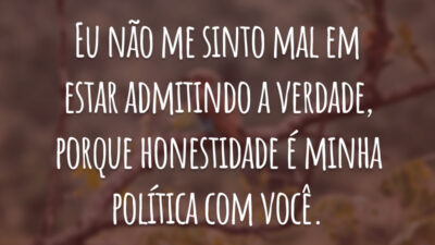 Eu não me sinto mal em estar admitindo a verdade, porque honestidade é minha política com você.