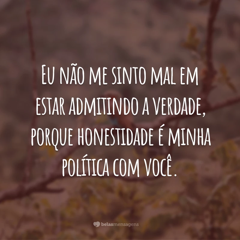 Eu não me sinto mal em estar admitindo a verdade, porque honestidade é minha política com você.