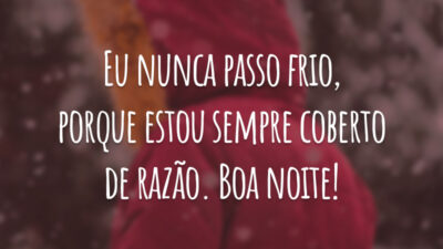 Eu nunca passo frio, porque estou sempre coberto de razão. Boa noite!