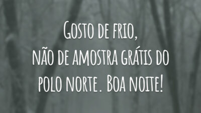 Gosto de frio, não de amostra grátis do polo norte. Boa noite!