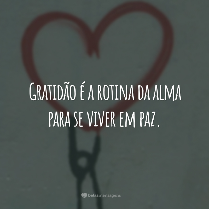 Gratidão é a rotina da alma para se viver em paz.