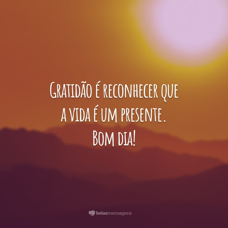 Gratidão é reconhecer que a vida é um presente. Bom dia!