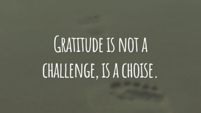Gratitude is not a challenge, is a choise.
(Gratidão não é um desafio, é uma escolha.)