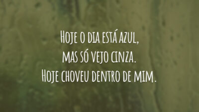 Hoje o dia está azul, mas só vejo cinza. Hoje choveu dentro de mim.