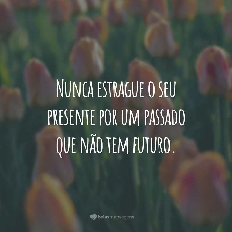 Nunca estrague o seu presente por um passado que não tem futuro.