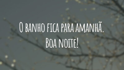 O banho fica para amanhã. Boa noite!