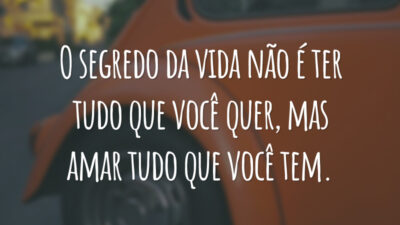 O segredo da vida não é ter tudo que você quer, mas amar tudo que você tem.