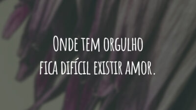 Onde tem orgulho fica difícil existir amor.