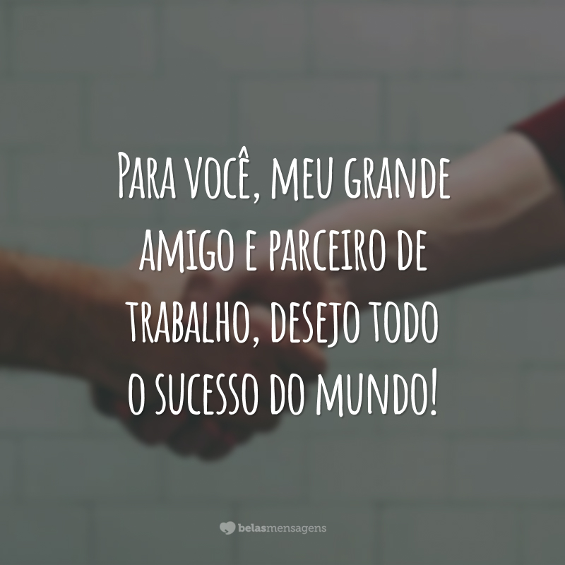 Para você, meu grande amigo e parceiro de trabalho, desejo todo o sucesso do mundo!