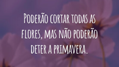 Poderão cortar todas as flores, mas não poderão deter a primavera.